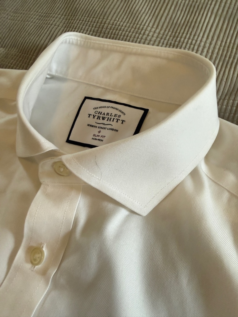 CHARLES TYRWHITT WHITE SLIM FIT NON-IRON DRESS SHIRT 16/33
